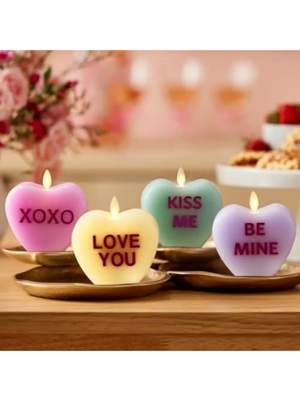 Flameless Romantic LED Candle - Heart Shaped Lemon Chiffon Decor for Valentine's
